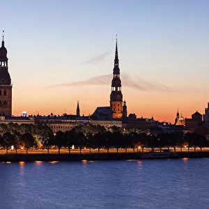 Latvia, Riga, View of city across River Daugava
