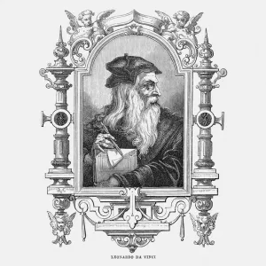 Leonardo da Vinci Antique Engraving Print Leonardo da Vinci Antique Engraving Print