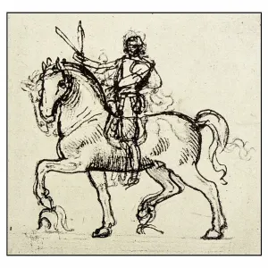 Leonardo's sketches and drawings: man on horse (Sforza) Leonardo's sketches and drawings: man on horse (Sforza)