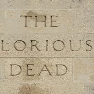 Lettering The Glorious Dead, The Cenotaph War Memorial, Whitehall, London, England, United Kingdom