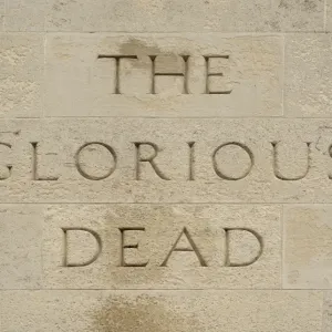 Print of The Cenotaph War Memorial with Lettering "The Glorious Dead"