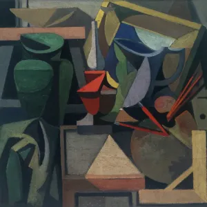 Still life with Square Ruler, by Marino Mazzacurati, 1934, 20th Century, oil on canvas Still life with Square Ruler, by Marino Mazzacurati, 1934, 20th Century, oil on canvas