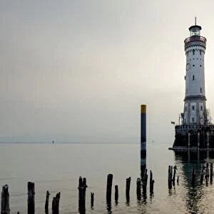 Lighthouse in evening light, Lindau on Lake Constance, Bavaria, Germany