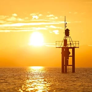 Lighthouse at sunrise, at Hoernle, Lake Constance, Konstanz, Baden-Wurttemberg, Germany