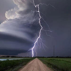 Lightning bolt from a super-cell thunderstorm, Nebraska, USA