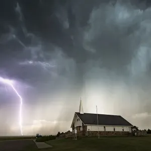 Lightning and Chapel of the Plains Print Lightning and Chapel of the Plains Print
