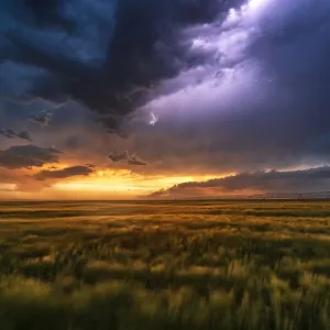 Lightning and Storm Cloud Print at Sunset, Nebraska Lightning and Storm Cloud Print at Sunset, Nebraska