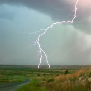 Lightning strike in rural landscape Lightning strike in rural landscape
