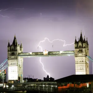 Lightning over Tower Bridge, London