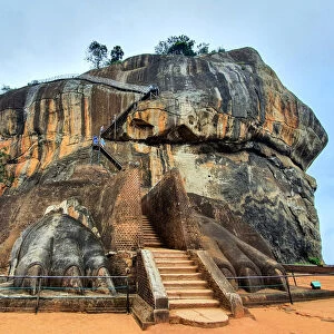 Lions paws and stairs to Sigiriya rock fortress, Sri Lanka