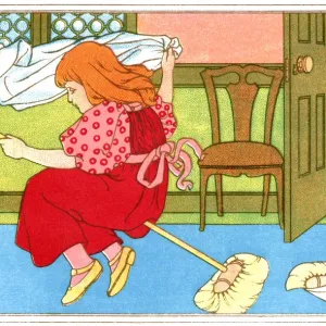 Little girl riding on a broom Little girl riding on a broom
