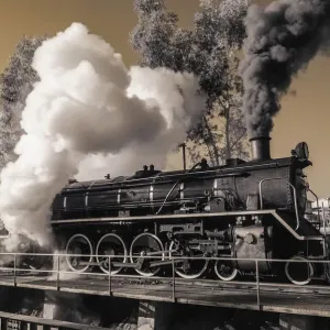Infrared Print of a Locomotive Steam Train in Pretoria, South Africa