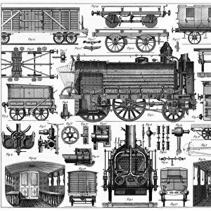 Locomotives and Railway Cars Engraving