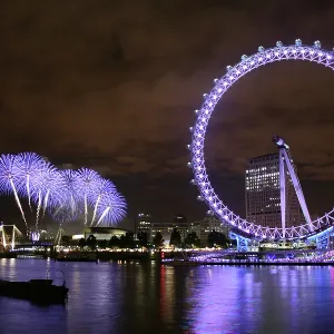 The London Eye at night with fireworks The London Eye at night with fireworks