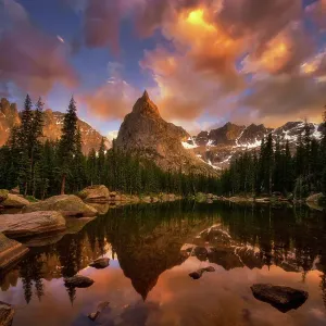 Lone Eagle Peak Reflection at Dusk Lone Eagle Peak Reflection at Dusk