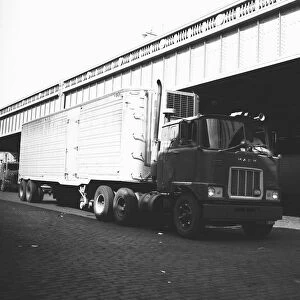 Lorry parked, (B&W)