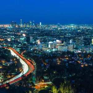 Los Angeles Skyline At Night Print Los Angeles Skyline At Night Print