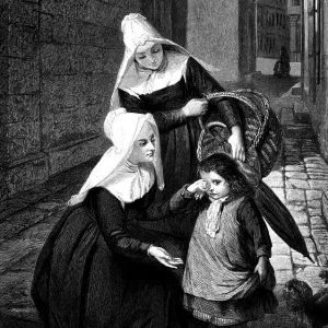 Lost girl helped by two nuns - Illustrated London News Lost girl helped by two nuns - Illustrated London News