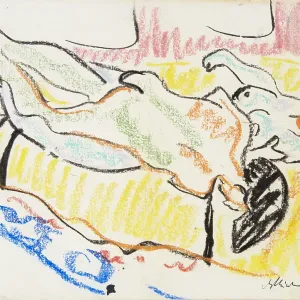 Love couple in studio (Two Nudes), 1908-1909. Artist: Kirchner, Ernst Ludwig (1880-1938) Love couple in studio (Two Nudes), 1908-1909. Artist: Kirchner, Ernst Ludwig (1880-1938)