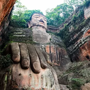 Low angle view of the Leshan Giant Buddha, China
