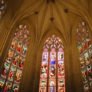 Low angle view of stained glasses in a church, Church Of St. Pierre, Bordeaux, Aquitaine, France