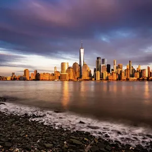 Lower Manhattan skyline at sunset Lower Manhattan skyline at sunset