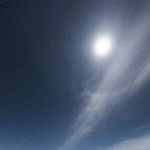 Lunar corona phenomenon at mount Bromo
