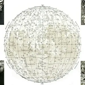 Lunar Map Print of the Moon with Isolated Photos on White Lunar Map Print of the Moon with Isolated Photos on White