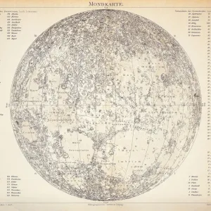 1896 Lunar Map Engraving Print 1896 Lunar Map Engraving Print