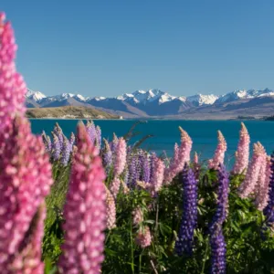 Lupins bloom at Lake Tekapo