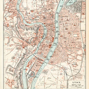 Lyon city map 1895