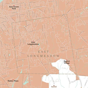 MA Hampden East Longmeadow Vector Road Map