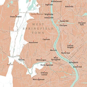 MA Hampden West Springfield Town Vector Road Map