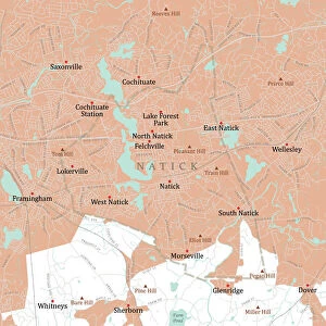 MA Middlesex Natick Vector Road Map