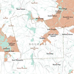 MA Worcester Douglas Vector Road Map