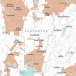 MA Worcester Lancaster Vector Road Map