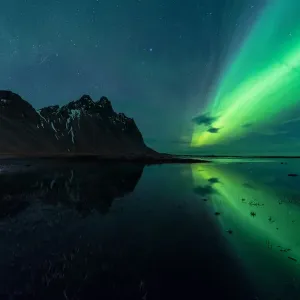 Magic light reflection at Vestrahorn, Iceland Magic light reflection at Vestrahorn, Iceland