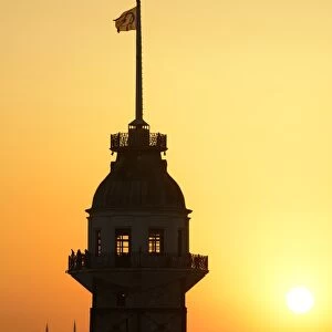 Maidens Tower in the Bosporus, behind the Hagia Sophia, Uskudar, Istanbul, Turkey