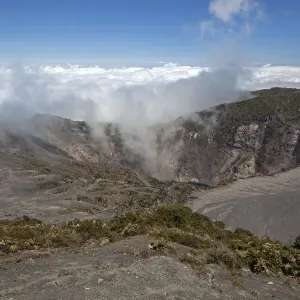 Main crater Irazu Volcano with rising clouds, Irazu Volcano National Park, Parque Main crater Irazu Volcano with rising clouds, Irazu Volcano National Park, Parque
