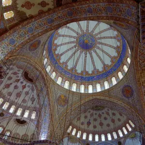 The main dome and smaller domes of the Blue Mosque, Istanbul, Turkey