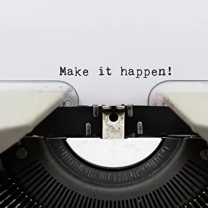Make It Happen Text on Paper Inside Vintage Typewriter