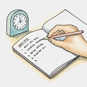 Making a list of tasks in a notebook with a clock to estimate timings