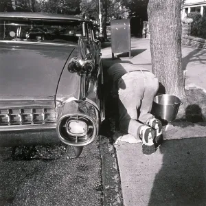 Man Washing Classic Car Print Man Washing Classic Car Print