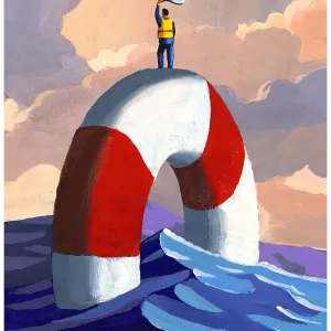 Man on Lifesaver Man on Lifesaver