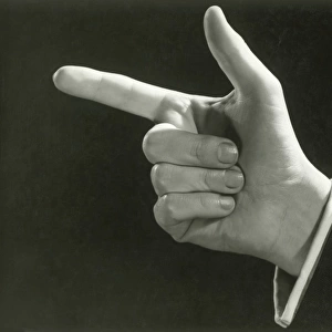Man pointing, close up of hand