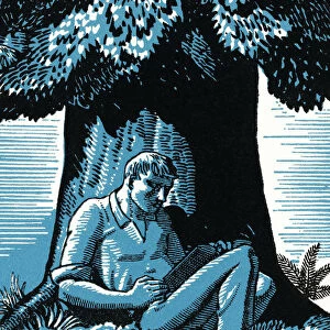 Man Reading Under a Tree