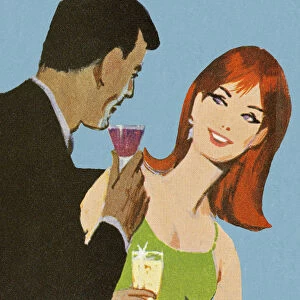 Man and Woman Having Drinks