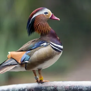 Mandarin Duck Print Standing on Handrail Mandarin Duck Print Standing on Handrail