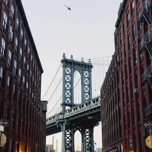 Manhattan Bridge seen from Dubmo, Brooklyn, New York City, NY, United States Manhattan Bridge seen from Dubmo, Brooklyn, New York City, NY, United States
