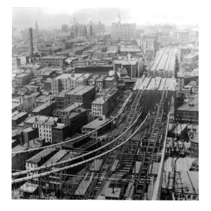 Manhattan Side Print of the Brooklyn Bridge Under Construction Manhattan Side Print of the Brooklyn Bridge Under Construction